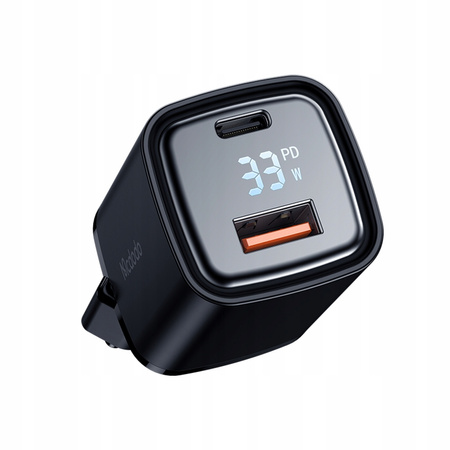 MCDODO SZYBKA ŁADOWARKA SIECIOWA DO TELEFONU 2X USB USB-C GAN 33W MIERNIK