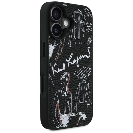 Etui Karl Lagerfeld Grained Pattern &    Logo MagSafe do iPhone 16 czarny