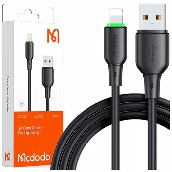 MCDODO CHARGER USB LIGHTNING FAST CHARGING CABLE FOR IPHONE 1M LED BLACK