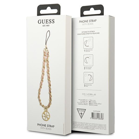 Guess zawieszka GUSTSAS4P Phone Strap różowy/pink Chain Metal 4G Charm