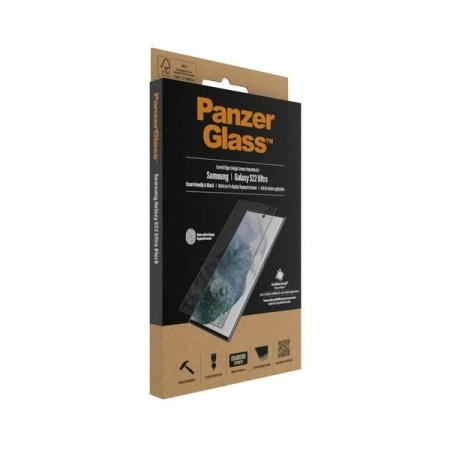 Szkło PanzerGlass E2E Microfracture antybakteryjne na Samsung Galaxy S22 Ultra - z czarną ramką