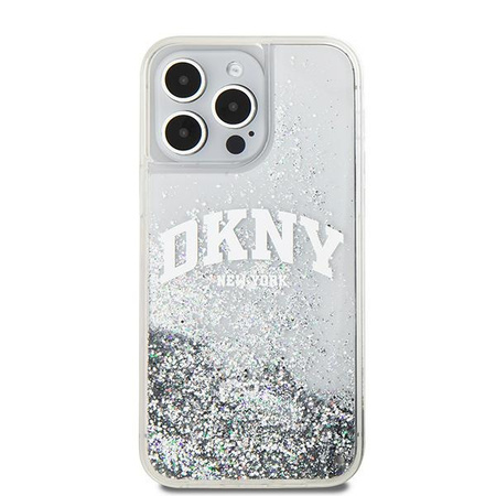 DKNY ETUI HARDCASE DO IPHONE 15 PRO 6.1 Z LOGO METALOWYM I LIQUID GLITTER