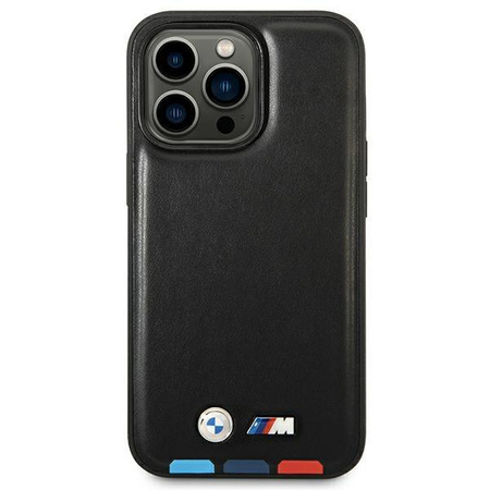 Etui BMW BMHCP14L22PTDK iPhone 14 Pro 6,1" czarny/black Leather Stamp Tricolor
