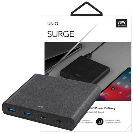 HUB Uniq Surge LITHOS Collective 90W 2xUSB-A QC 3.0 / 2xUSB-C PD 3.0 - czarny