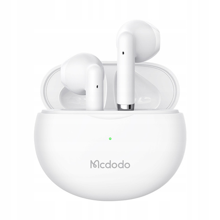 Słuchawki do telefonu Mcdodo, bezprzewodowe, douszne, z etui, Bluetooth 5, białe