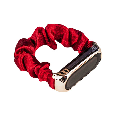 Materiałowa opaska do Xiaomi Mi Band 6 / 5 / 4 / 3 pasek bransoletka gumka scrunchies czerwony