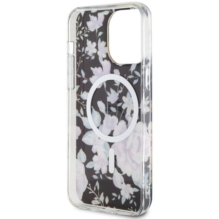 Etui Guess GUHMP14XHCFWSK na iPhone 14 Pro Max 6.7" - czarne Flower MagSafe