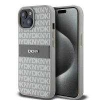 DKNY ETUI HARDCASE DO IPHONE 15 14 13 Z LEATHER MONO STRIPE & METAL LOGO