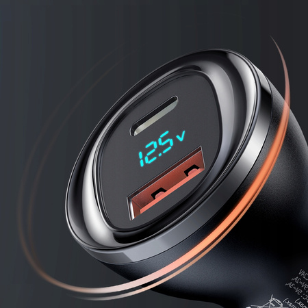 MCDODO MOCNA SZYBKA ŁADOWARKA SAMOCHODOWA MIERNIK 2X USB USB-C 95W LED