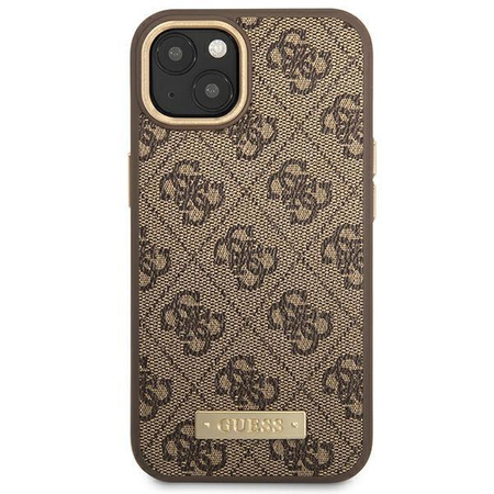 Guess GUHMP14SU4GPRW iPhone 14 6,1" brązowy/brown hard case 4G Logo Plate MagSafe