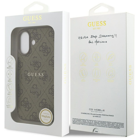 Etui Guess 4G Ring Classic Logo MagSafe  do iPhone 17 brązowy