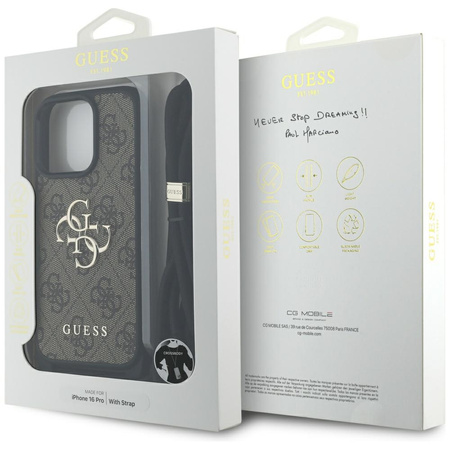 GUESS ETUI 4G BIG LOGO DO IPHONE 16 PRO MODNY POKROWIEC Z PASEM DO NOSZENIA
