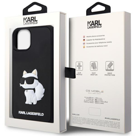 Etui Karl Lagerfeld KLHCP14M3DRKHNK na iPhone 14 Plus 6.7" - czarne Rubber Choupette 3D