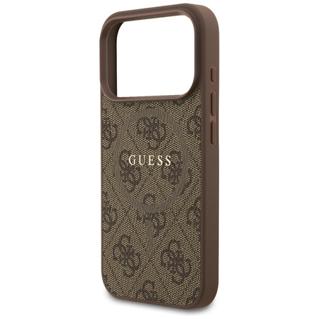 Etui Guess 4G Ring Classic Logo MagSafe do iPhone 17 Pro brązowy
