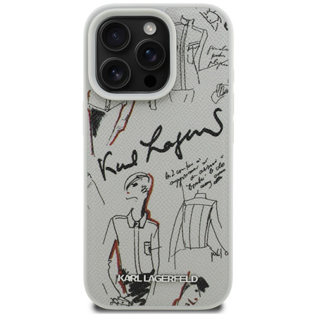 Etui Karl Lagerfeld Grained Pattern &    Logo MagSafe do iPhone 16 Pro Max szary