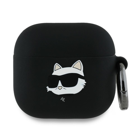 KARL LAGERFELD ETUI DO AIRPODS 4 SILIKONOWE 3D Z CHOUPETTE HEAD BLACK