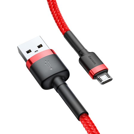 Baseus Cafule Cable wytrzymały nylonowy kabel przewód USB / micro USB QC3.0 2.4A 1M czerwony (CAMKLF-B09)