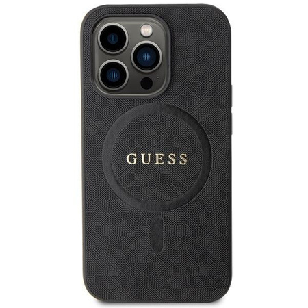 Etui Guess GUHMP14LPSAHMCK na iPhone 14 Pro - czarne Saffiano MagSafe