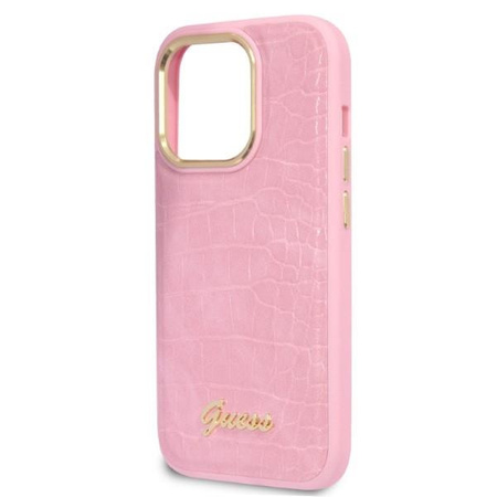 Guess GUHCP14LHGCRHP iPhone 14 Pro 6,1" różowy/pink hardcase Croco Collection