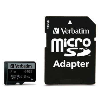 VERBATIM KARTA MICROSD 64GB U3 DO TELEFONÓW Z ADAPTEREM I SZYBKIE ŁADOWANIE