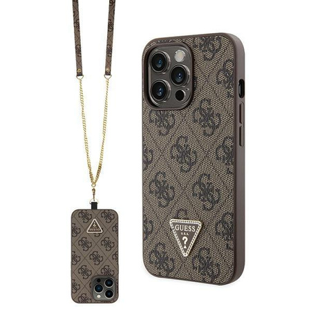 Etui Guess GUHCP13LP4TDSCPW na iPhone 13 Pro / 13 - brązowe Crossbody 4G Metal Logo