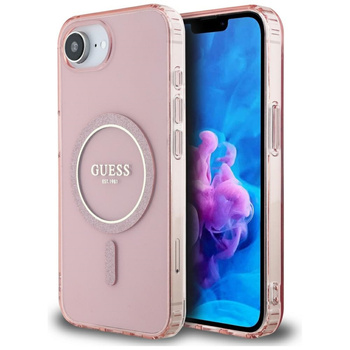 GUESS ETUI IML GLITTER CIRCLE DO IPHONE 16E DO MAGSAFE ELEGANCKIE