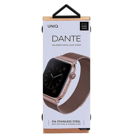 UNIQ pasek Dante Apple Watch Series 4/5/6/7/8/SE/SE2 38/40/41mm Stainless Steel różwo-złoty/rose gold