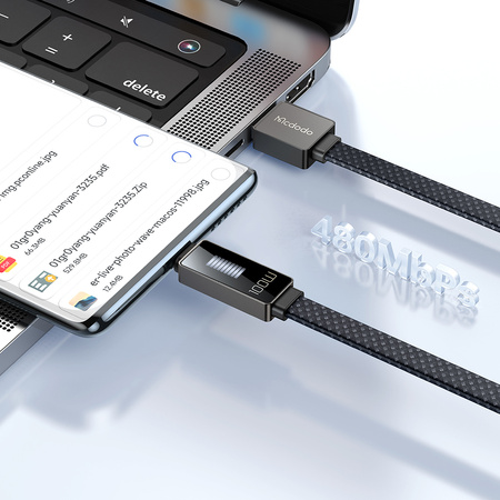 MCDODO KABEL USB-C SZYBKIE ŁADOWANIE DO SAMSUNG XIAOMI TYP C 6A 100W 1M LED