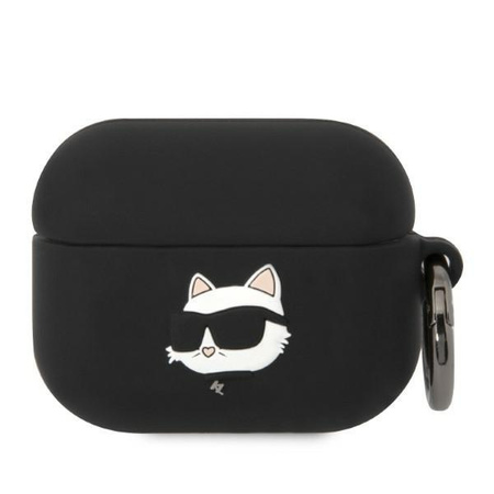 Etui Karl Lagerfeld KLAPRUNCHK na AirPods Pro - czarne Silicone Choupette Head 3D