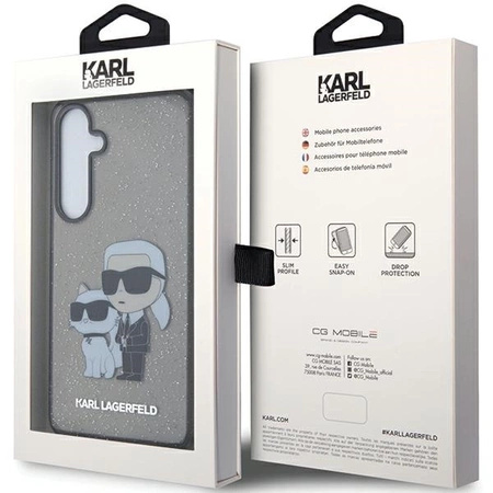 Etui Karl Lagerfeld Glitter Karl&Choupette na Samsung Galaxy S24+ - czarne
