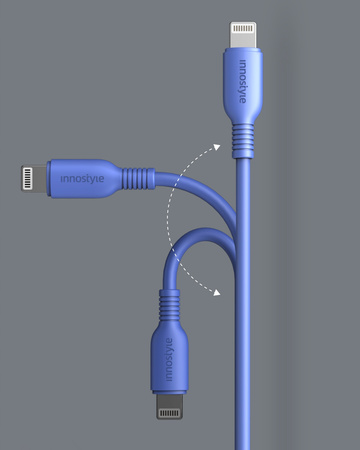 INNOSTYLE JAZZY KABEL USB LIGHTNING MFI SZYBKIEGO ŁADOWANIA DO IPHONE KEVLAR 2M NIEBIESKI