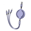 KABEL USB 3W1 ZWIJANY USB-C DO IPHONE MICRO USB TYP C ŁADOWARKA PŁASKI 1M