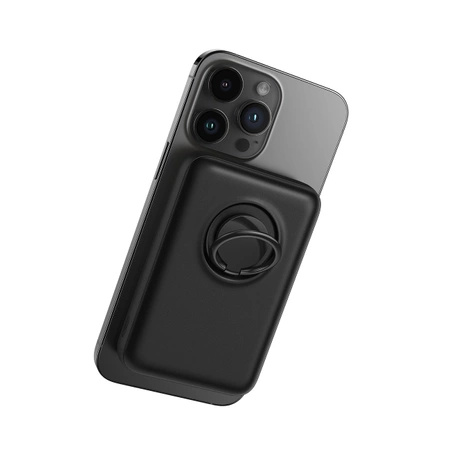 Powerbank bezprzewodowy 10000mAh Joyroom JR-W050 20W MagSafe z ringiem i podstawką - czarny