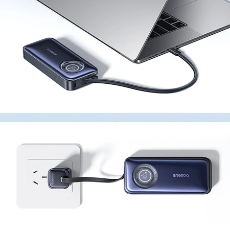 Powerbank Baseus EnerCore CR11 20000mAh 67W ze zwijanym kablem USB-C - czarny