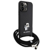 Etui Karl Lagerfeld KLHCP14XSAKCPSK na iPhone 14 Pro Max 6.7" hardcase - czarne Crossbody Saffiano Metal Pin Karl&Choupette