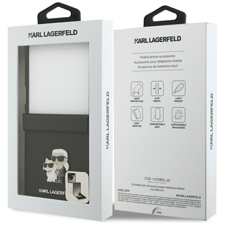 Etui Karl Lagerfeld Saffiano             Karl&Choupette Pin do Samsung Galaxy Z Flip7 czarny