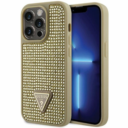 Etui Guess GUHCP14LHDGTPD na iPhone 14 Pro - złote Rhinestone Triangle