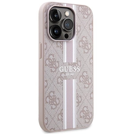 Etui Guess 4G Printed Stripes MagSafe na iPhone 15 Pro - różowe