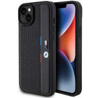 Etui BMW Perforated Tricolor Line na iPhone 15 / 14 / 13 - czarne