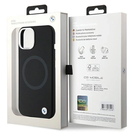 Etui BMW Signature Liquid Silicone MagSafe na iPhone 15 - czarne