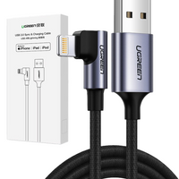 Ugreen kątowy kabel przewód USB - Lightning MFI 1m 2,4A czarny (60521)