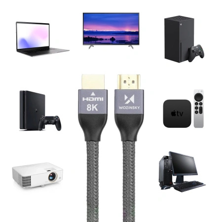 WOZINSKY KABEL HDMI 2.1 8K 60HZ 48GBPS DO TELEWIZORÓW 5M ZASTOSOWANIE 4K