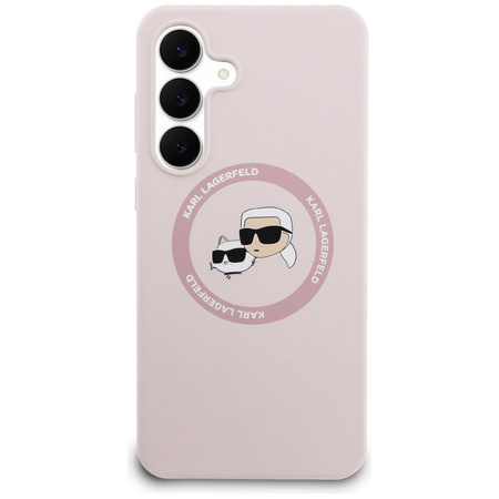 Etui Karl Lagerfeld Silicone             Karl&Choupette Heads MagSafe do Samsung Galaxy S25 FE różowy
