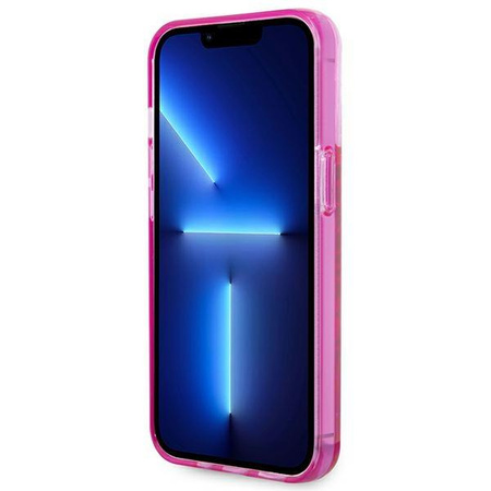 Etui Karl Lagerfeld KLHCP14LLCKVF na iPhone 14 Pro - różowe Liquid Glitter Elong