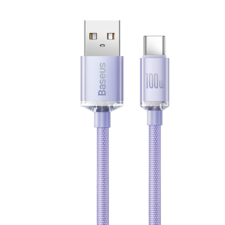 Baseus Crystal Shine Series kabel przewód USB do szybkiego ładowania i transferu danych USB Typ A - USB Typ C 100W 2m fioletowy (CAJY000505)