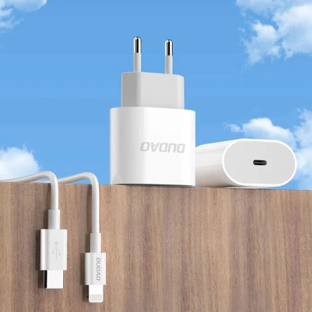 DUDAO ŁADOWARKA SIECIOWA PD 20W USB-C DO TELEFONÓW IPHONE 12 13 14 Z KABLEM