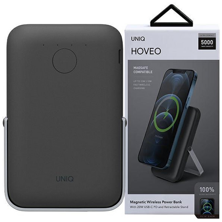 UNIQ Powerbank Hoveo 5000mAh USB-C 20W PD Fast charge Wireless Magnetic szary/charcoal grey