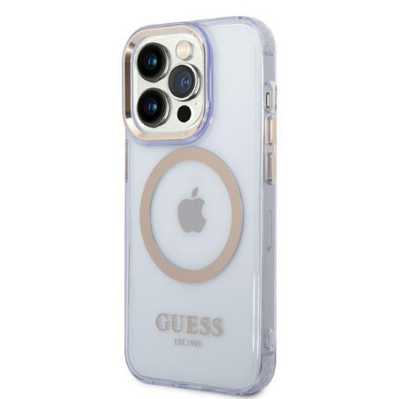 Etui Guess GUHMP14LHTCMU na iPhone 14 Pro purpurowy/purple Gold Outline Translucent MagSafe