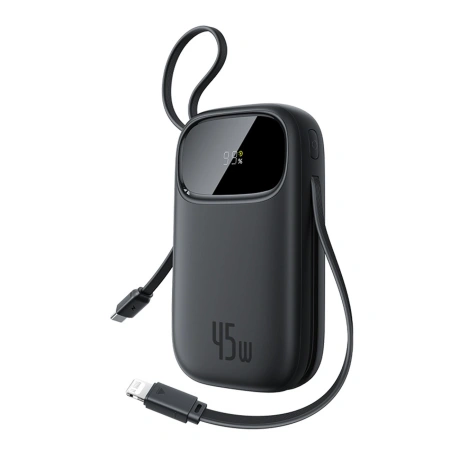 Powerbank Baseus EnerFill FC31 10000mAh 45W z kablami USB-C i Lightning - czarny