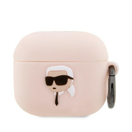 Etui Karl Lagerfeld KLA3RUNIKP na AirPods 3 cover - różowe Silicone Karl Head 3D